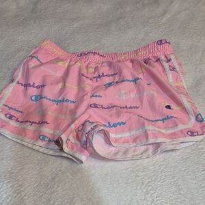 Champion Pink Script Logo Women's Athletic Shorts Sz. L
